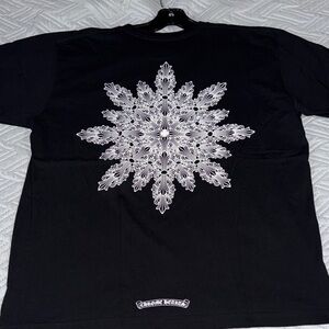 (USED) Chrome Hearts Black Tee with Intricate White Design
